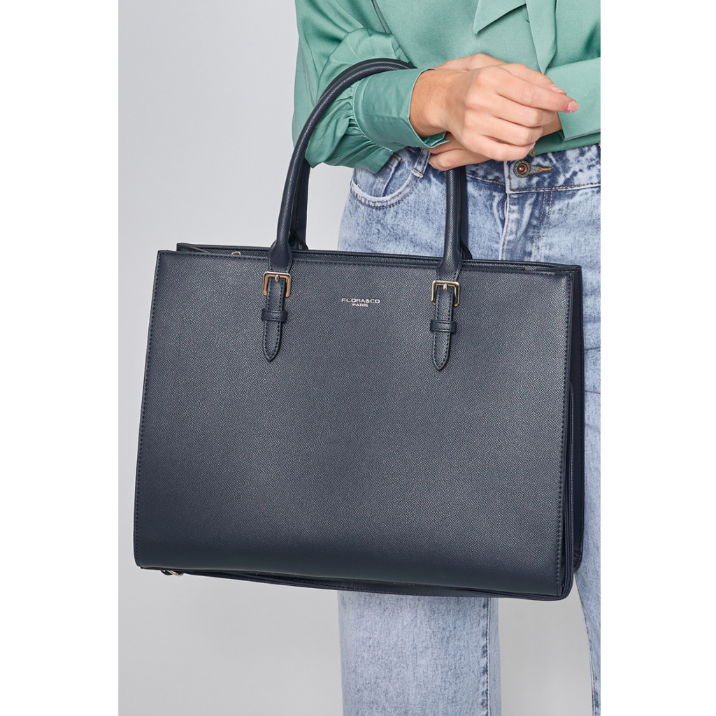 grand sac cabas format A4 bleu marine Flora and Co