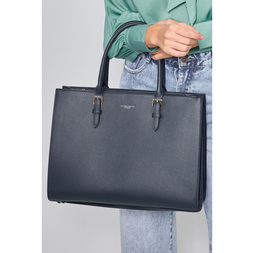grand sac cabas format A4 bleu marine Flora and Co