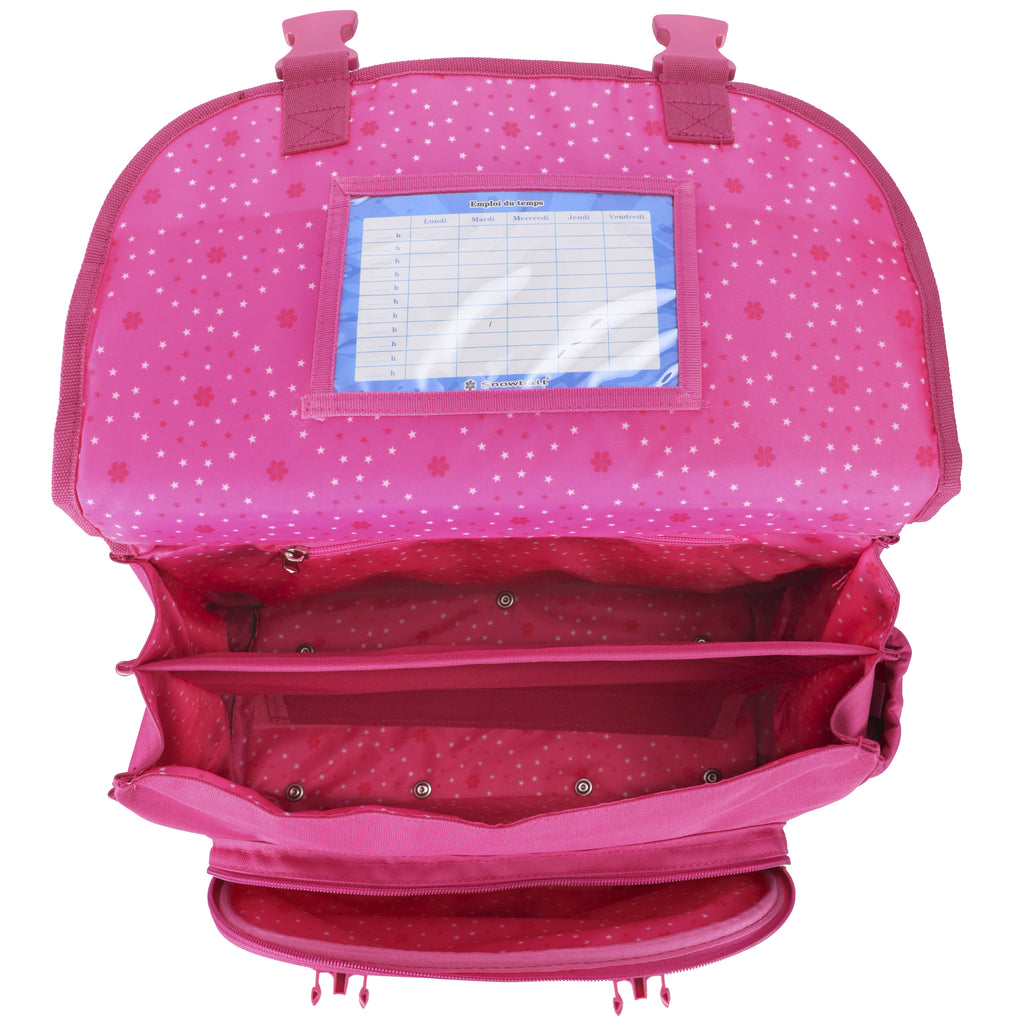 Cartable rose cerises à roulettes pour fille CE1 CE2.