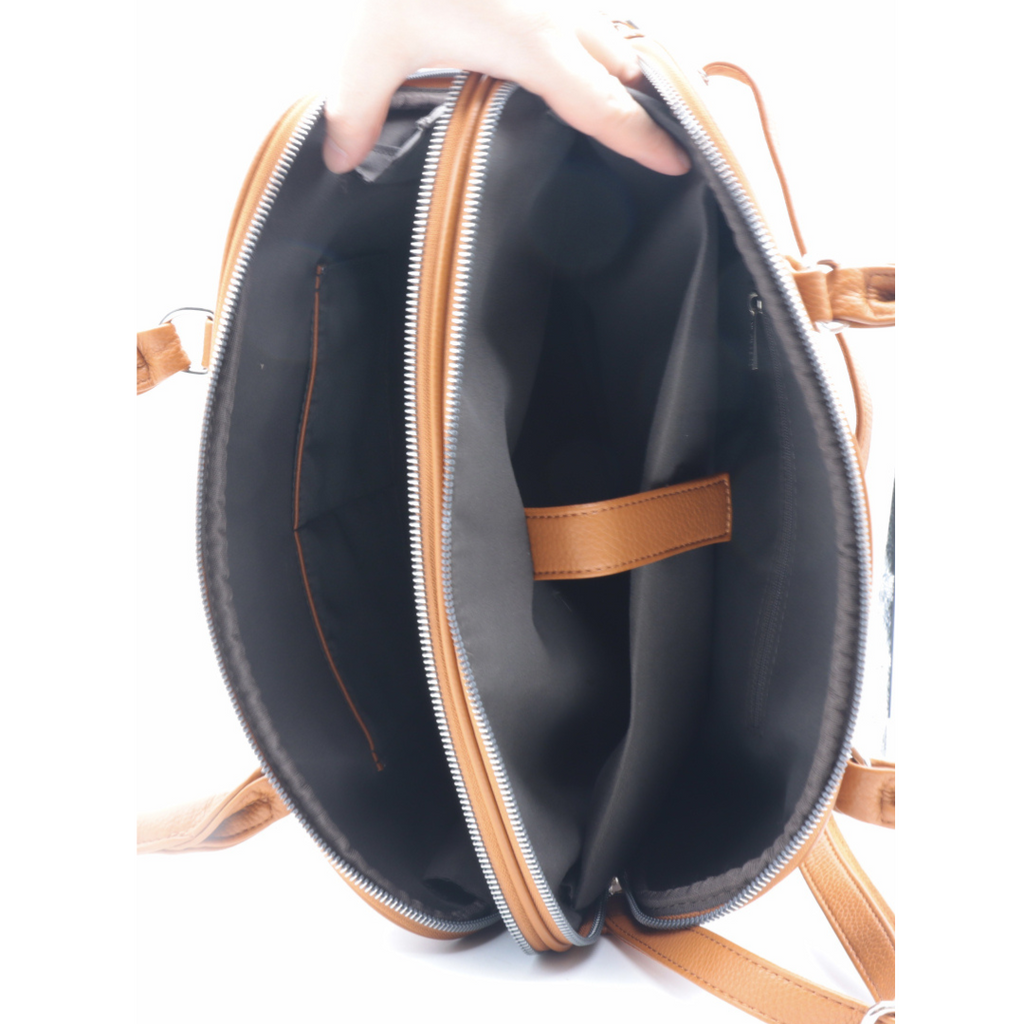 sac à main format A4 pour ordinateur portable camel