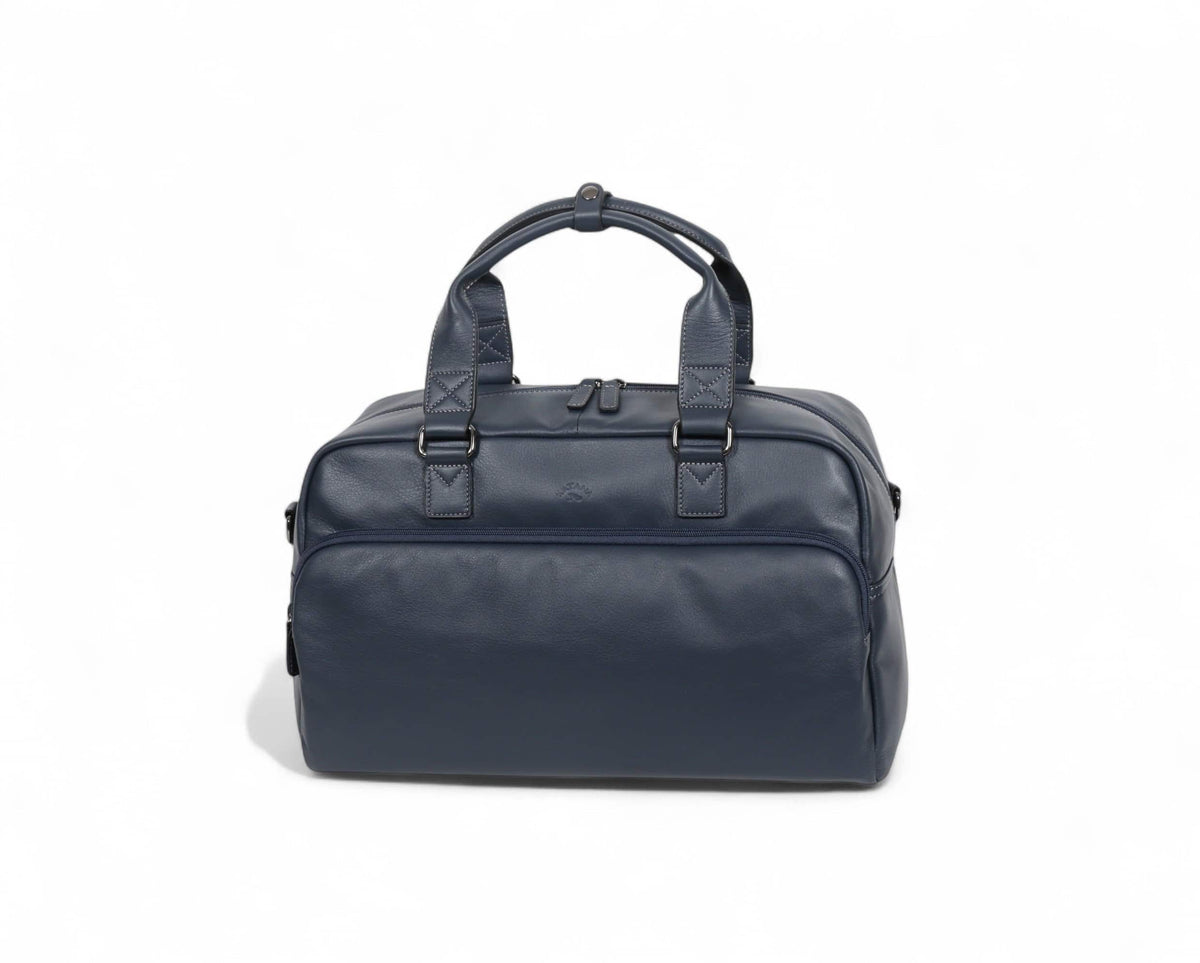 Sac de voyage en cuir de vachette sauvage Katana 81639 bleu