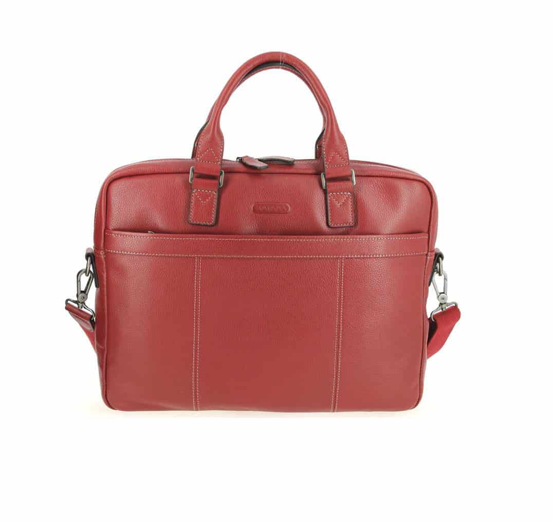 sacoche porte ordinateur portable en cuir rouge