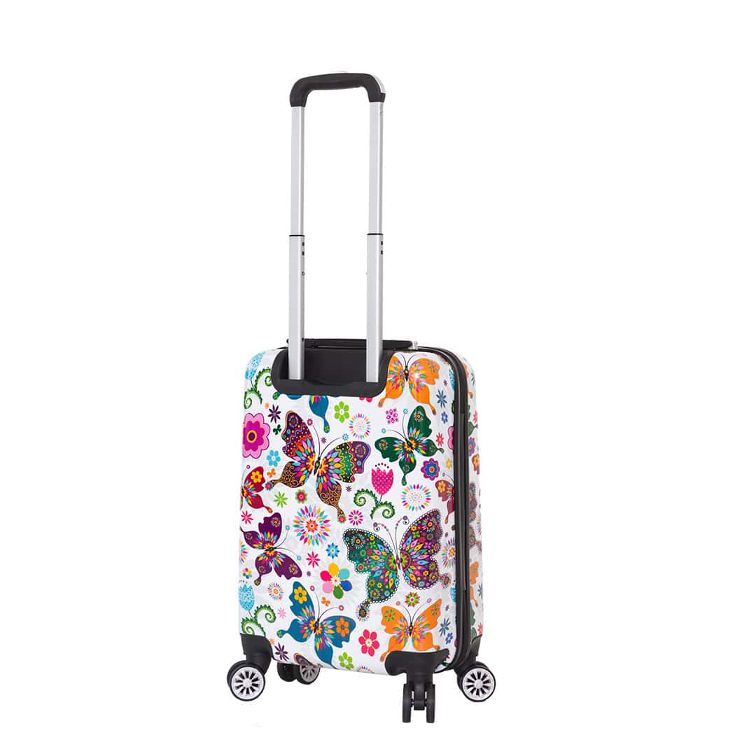 Valise cabine rigide 55 cm à roulettes Papillons & Fleurs - vue arrière