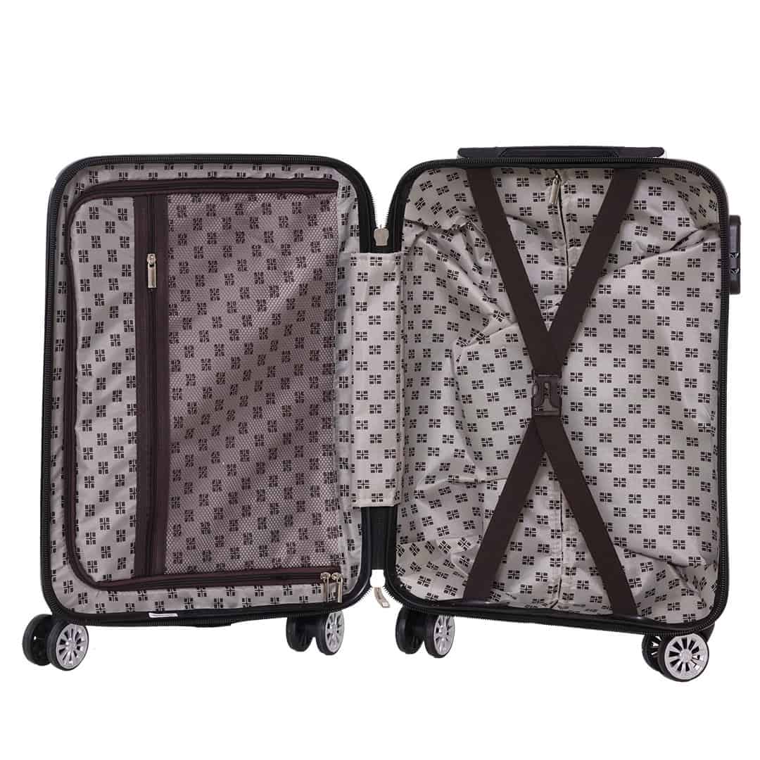 Valise cabine rigide 55 cm à roulettes Papillons & Fleurs - vue intérieur