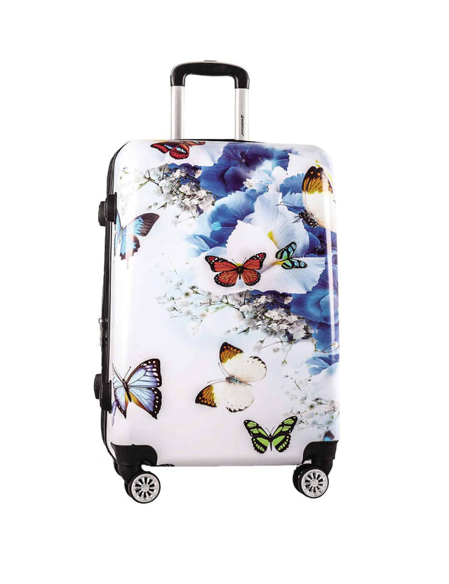 Valise rigide 75 cm extensible Papillons et Fleurs